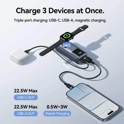 Vention 10000mAh Power Bank – 22.5W, Wireless Charging, Apple Watch Charger, Digital Display