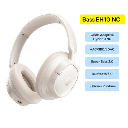 Baseus Bass EH10 NC ANC Headphones  -45dB Noise Cancelling, Bluetooth 6.0, 80Hr Battery, Spatial Audio