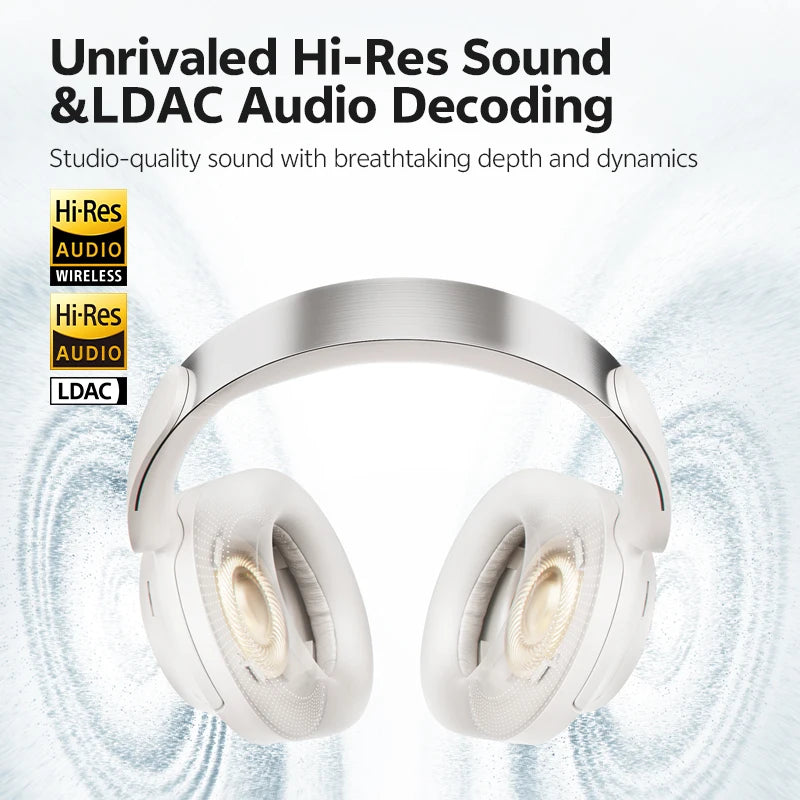 QCY ANC Wireless Headphone H3S 56dB Noise Canceling Hi-Res 3D Spatial Audio Earphone with LDAC Bluetooth 6.0 Over Ear Headset