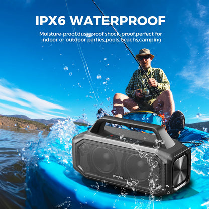 W-KING 80W Portable Bluetooth Speaker – Bass Boost, Stereo Pairing, IPX6, Reverse Charging