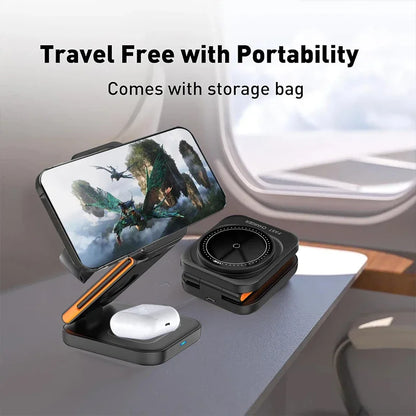 3-in-1 Foldable Magnetic Wireless Charging Station – iPhone, Watch & AirPods