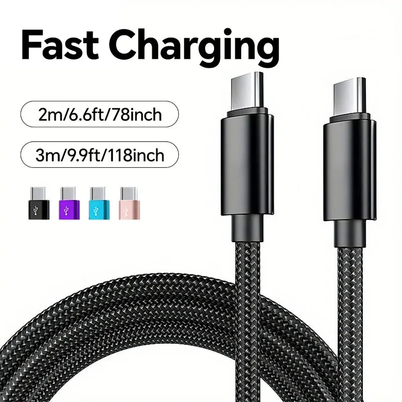 66W USB-C Fast Charging Cable – Nylon Braided, 1m / 2m / 3m