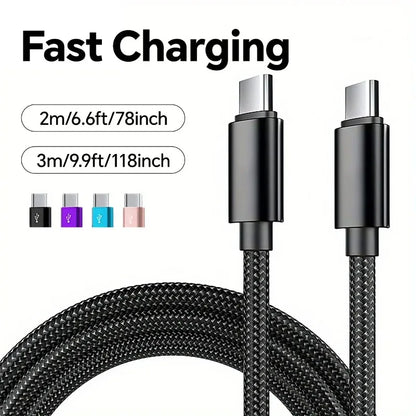 66W USB-C Fast Charging Cable – Nylon Braided, 1m / 2m / 3m