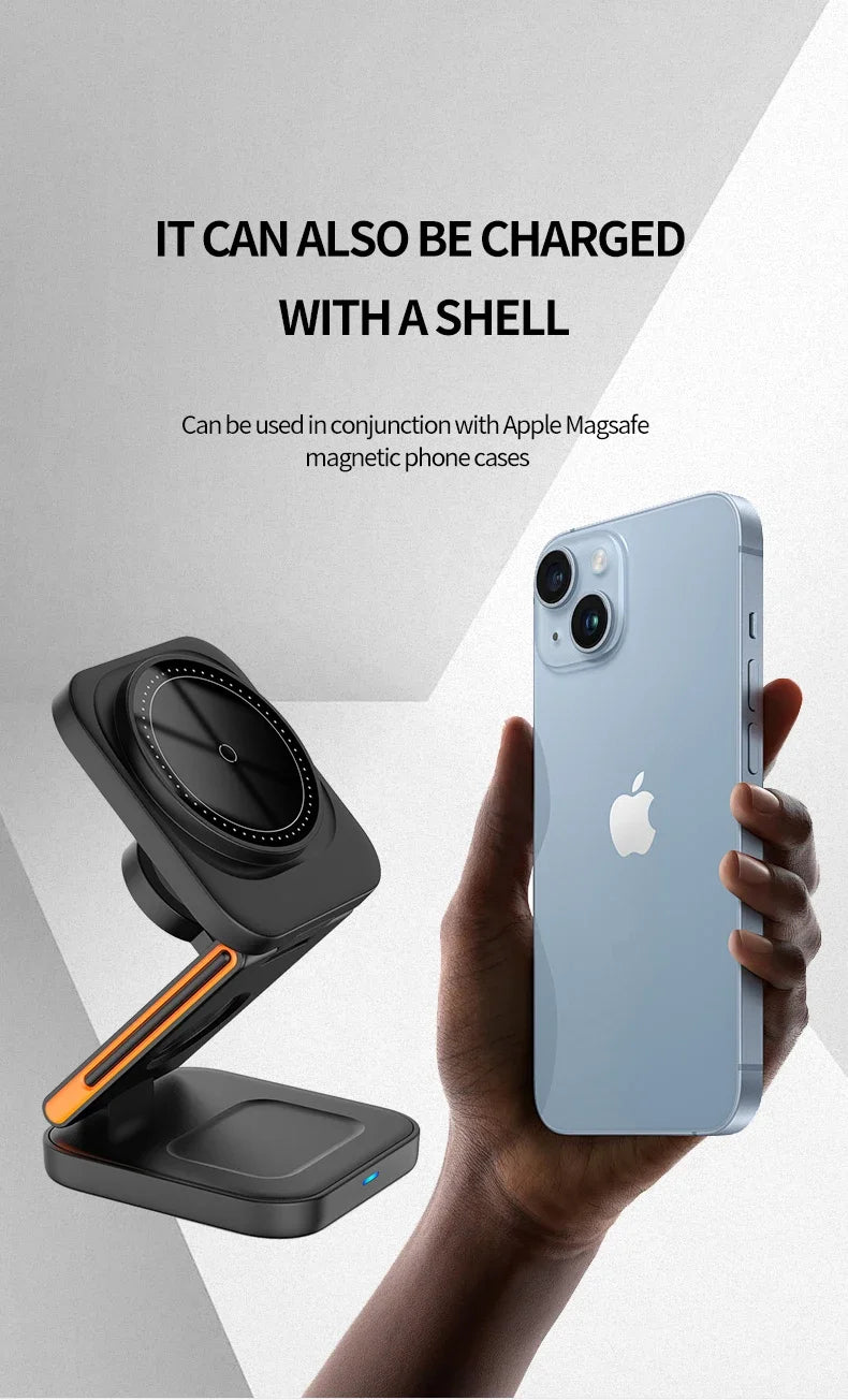 3-in-1 Foldable Magnetic Wireless Charging Station – iPhone, Watch & AirPods