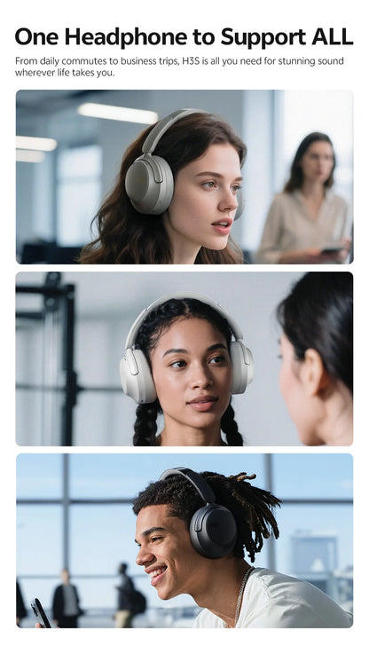 QCY ANC Wireless Headphone H3S 56dB Noise Canceling Hi-Res 3D Spatial Audio Earphone with LDAC Bluetooth 6.0 Over Ear Headset