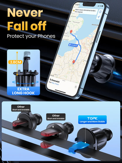TOPK 360° Magnetic Car Phone Mount – 20 Strong Magnets