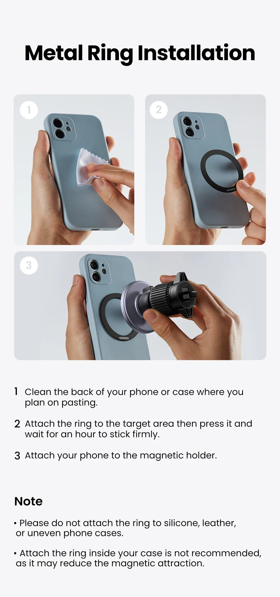 UGREEN Magnetic Car Phone Holder – MagSafe Compatible