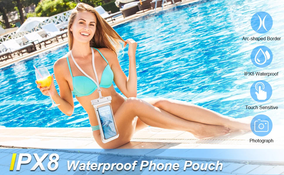 HAISSKY Waterproof Phone Pouch – Clip & Lanyard, Touch Sensitive