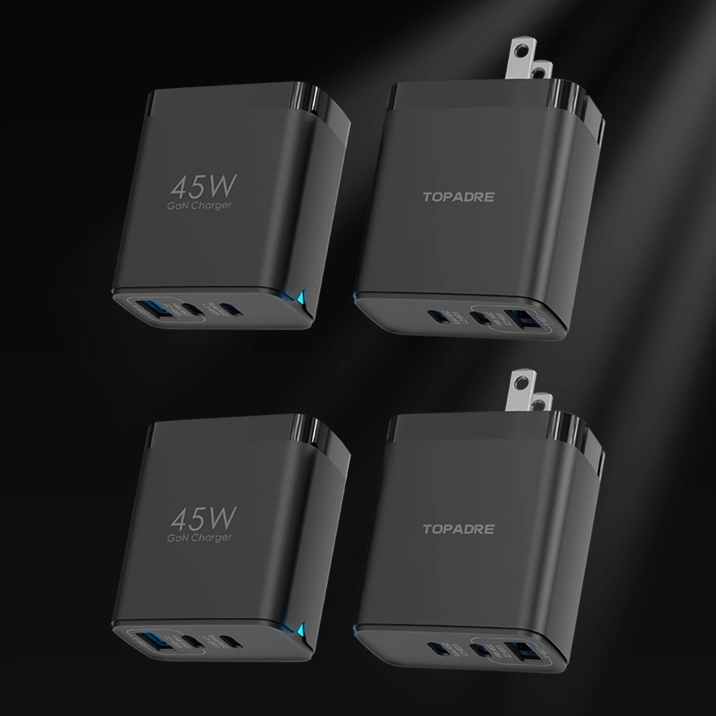 45W 3-Port GaN Wall Charger – USB-C & USB-A (2-Pack)
