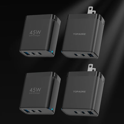 45W 3-Port GaN Wall Charger – USB-C & USB-A (2-Pack)