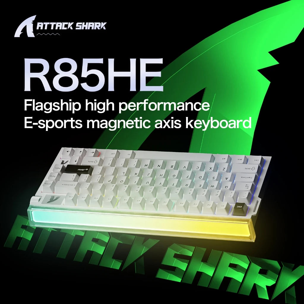 ATTACK SHARK R85HE Magnetic Axis Gaming Wire Keyboard 8KHz Rate 0.005mm RT Precision Adjustable 5 Layer Soundproof Filling RGB