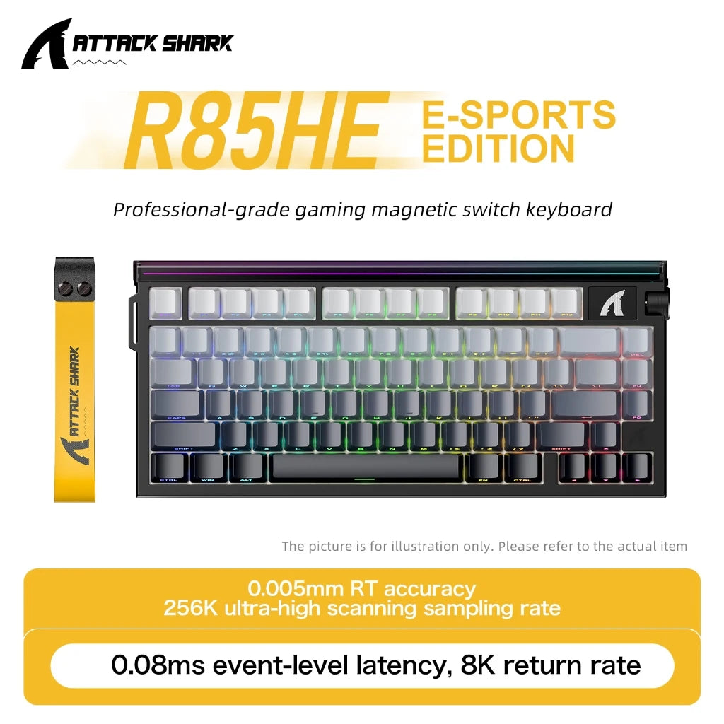 ATTACK SHARK R85HE Magnetic Axis Gaming Wire Keyboard 8KHz Rate 0.005mm RT Precision Adjustable 5 Layer Soundproof Filling RGB