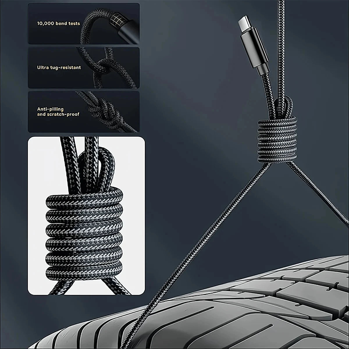 66W USB-C Fast Charging Cable – Nylon Braided, 1m / 2m / 3m