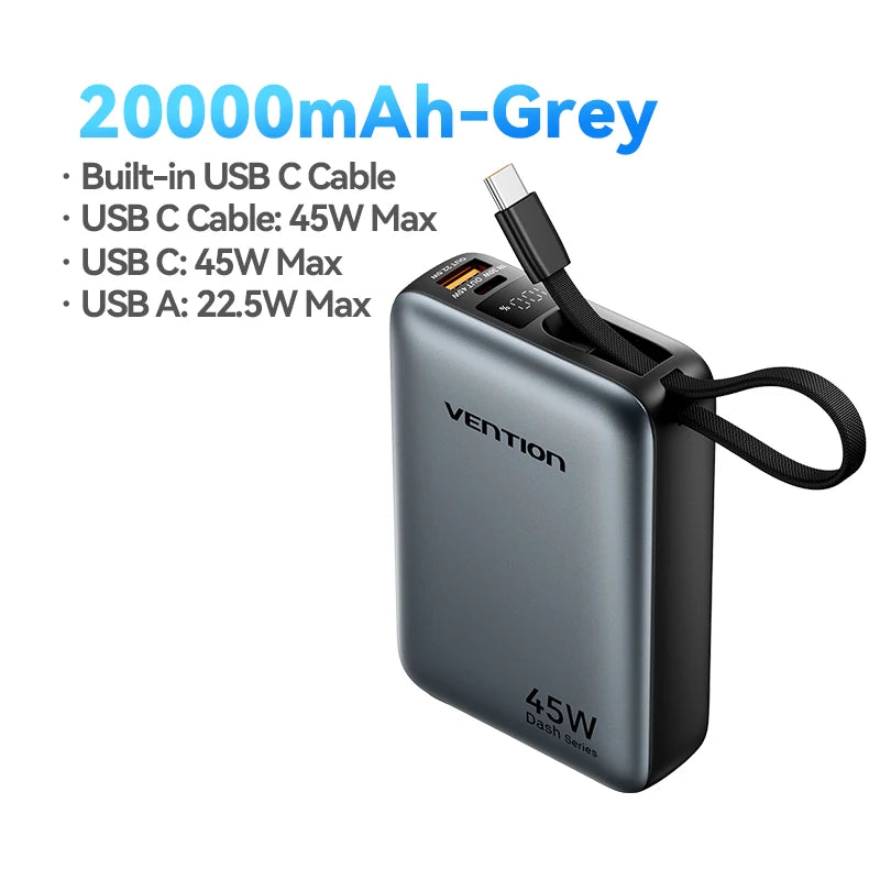 Vention 20000mAh Power Bank – 45W Fast Charging