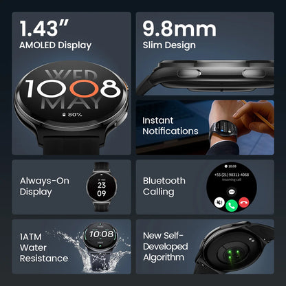 HAYLOU Solar Lite 2 Smartwatch – 1.43" AMOLED, Voice Calling & 17-Day Battery