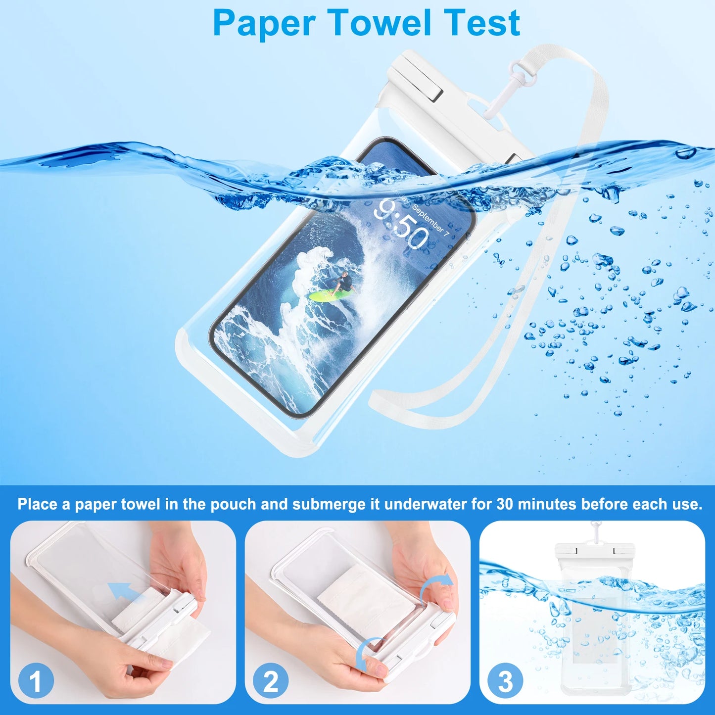 HAISSKY Waterproof Phone Pouch – Clip & Lanyard, Touch Sensitive