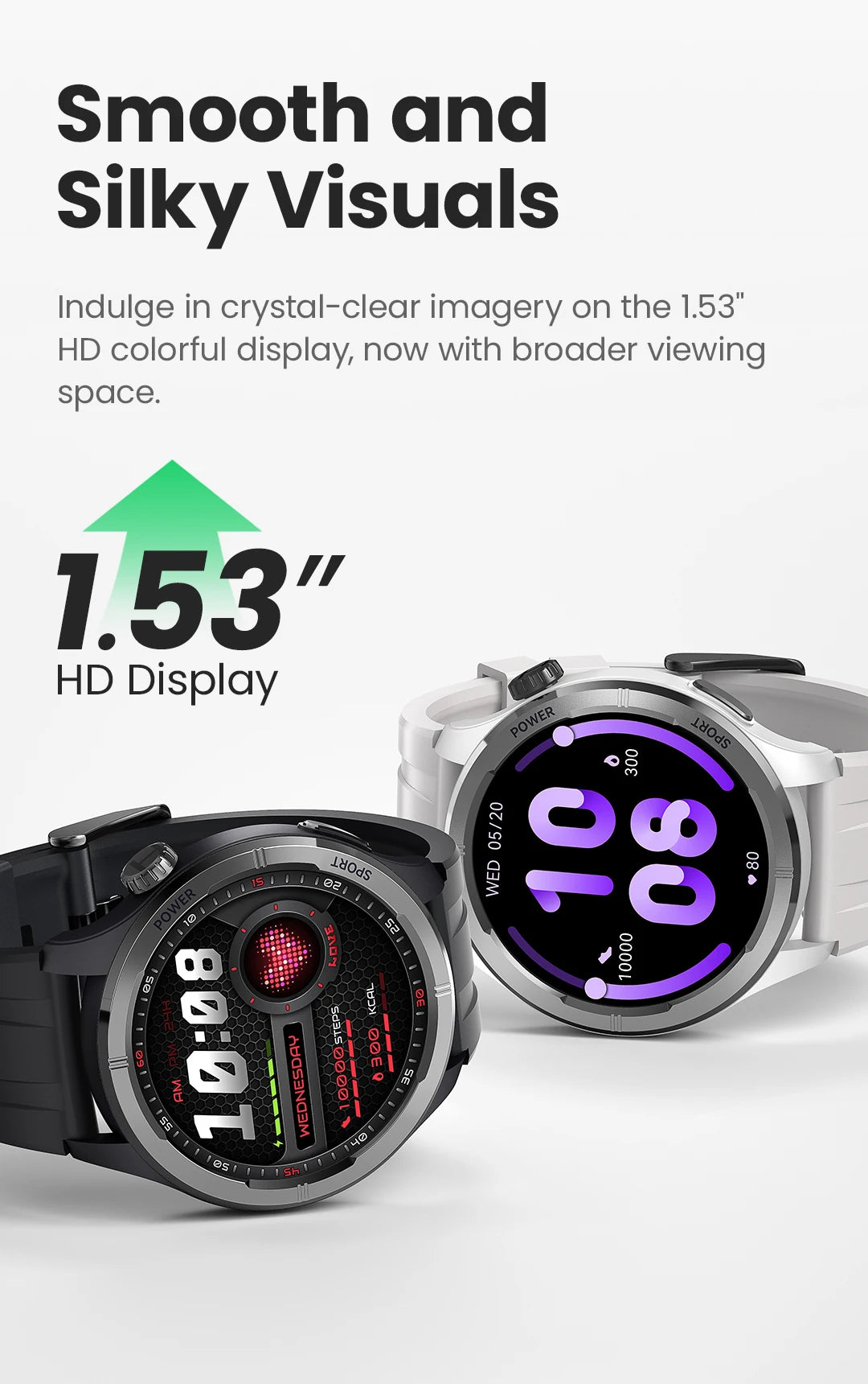 HAYLOU Solar Neo Smartwatch – 1.53" HD Display, 24H Health Monitoring, Bluetooth Calling