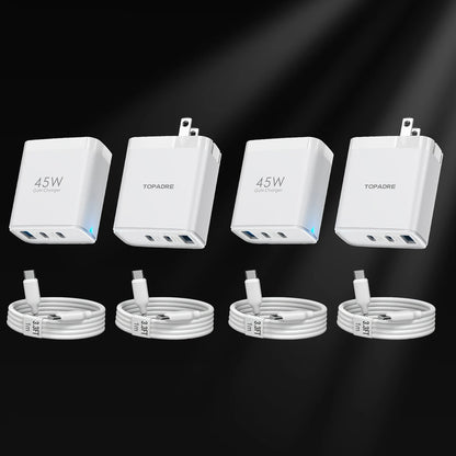 45W 3-Port GaN Wall Charger – USB-C & USB-A (2-Pack)