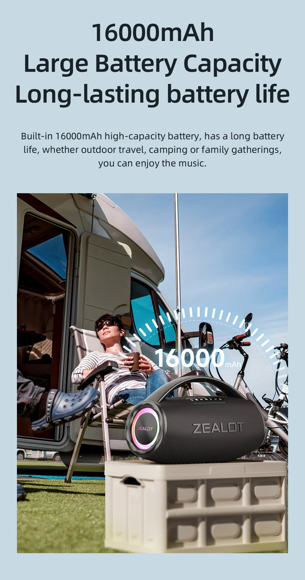 ZEALOT S97 80W Portable Bluetooth Speaker – RGB Lights, Waterproof, 360° Stereo, TWS