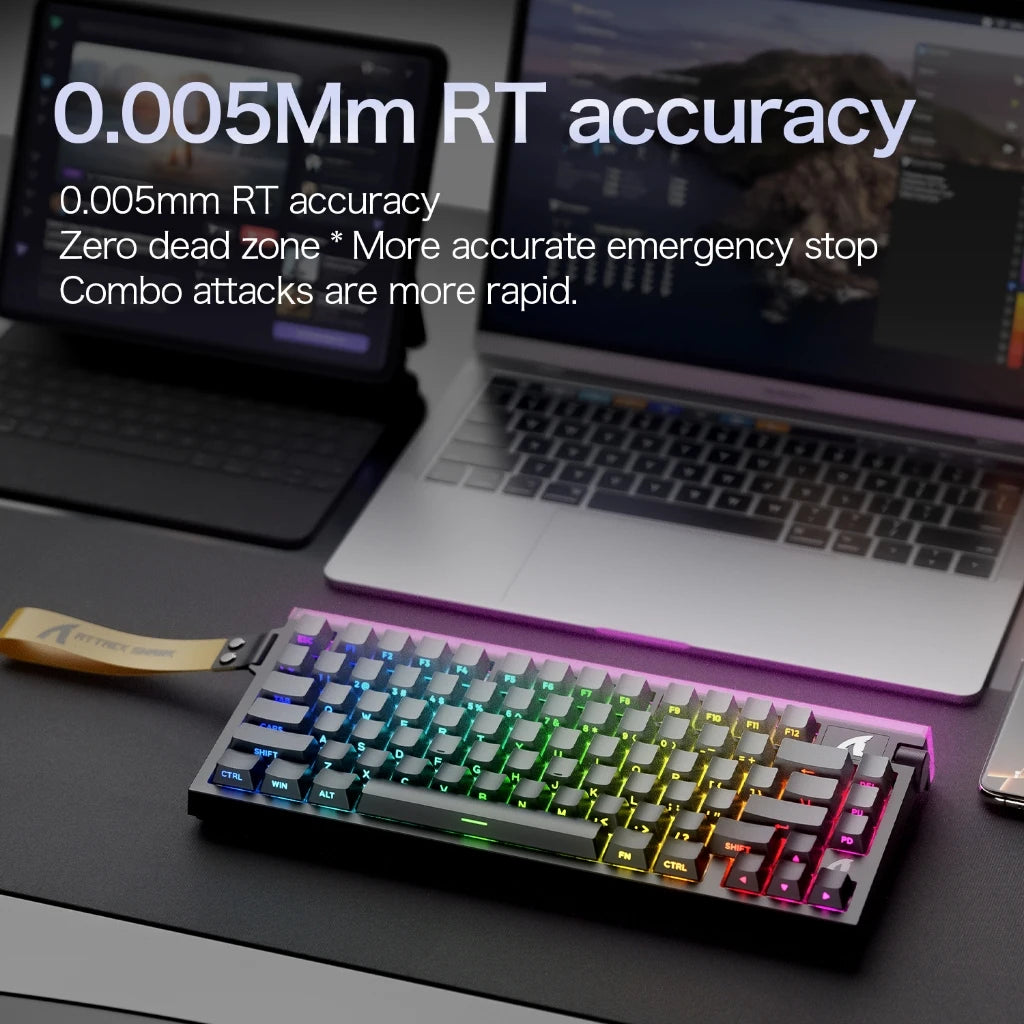 ATTACK SHARK R85HE Magnetic Axis Gaming Wire Keyboard 8KHz Rate 0.005mm RT Precision Adjustable 5 Layer Soundproof Filling RGB