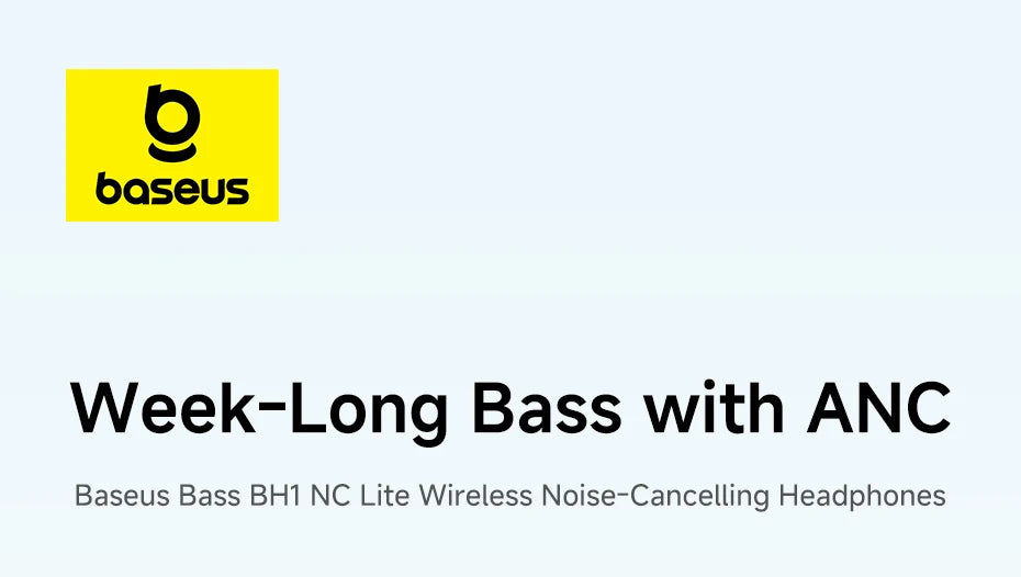 Baseus Bass EH10 NC ANC Headphones  -45dB Noise Cancelling, Bluetooth 6.0, 80Hr Battery, Spatial Audio