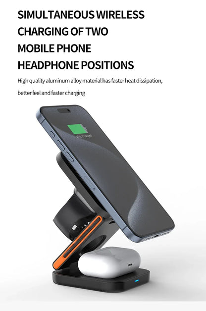 3-in-1 Foldable Magnetic Wireless Charging Station – iPhone, Watch & AirPods