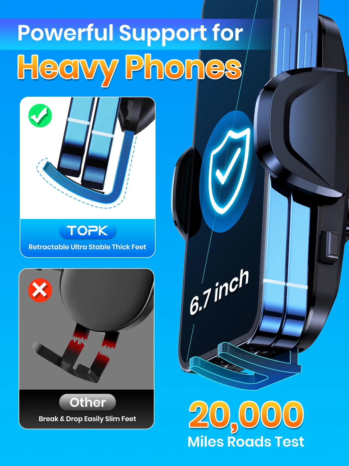 TOPK 4-in-1 Car Phone Holder – Dashboard, Windscreen & Air Vent Mount, Universal Fit