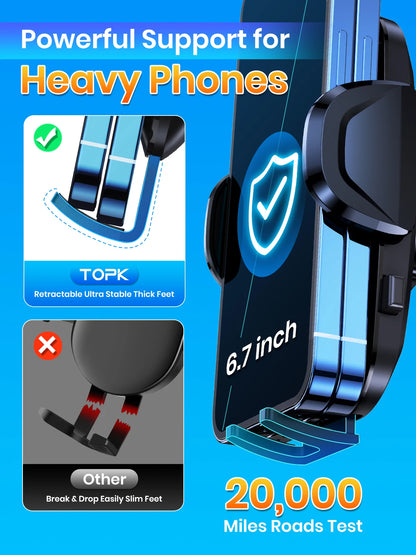 TOPK 4-in-1 Car Phone Holder – Dashboard, Windscreen & Air Vent Mount, Universal Fit