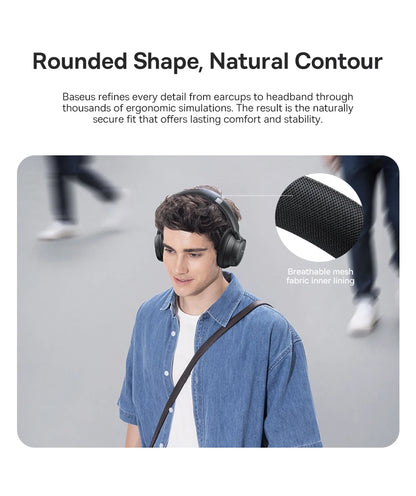 Baseus Bass EH10 NC ANC Headphones  -45dB Noise Cancelling, Bluetooth 6.0, 80Hr Battery, Spatial Audio