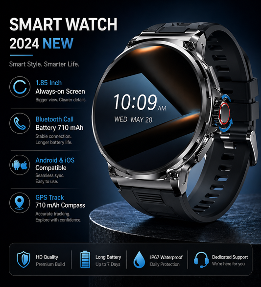 Men's GPS Smartwatch – 1.85" AMOLED Display & Bluetooth Calling