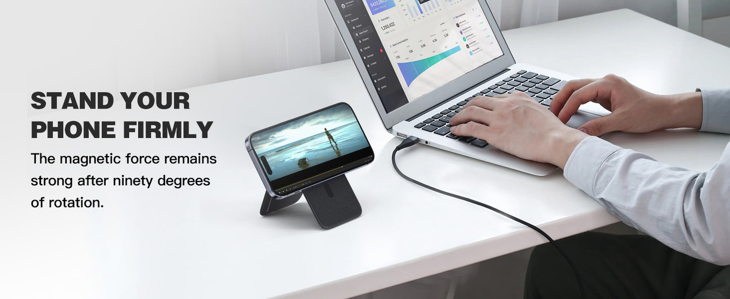 GITFOS Magnetic Wallet Phone Stand – MagSafe Compatible, Leather Card Holder, iPhone 14/15/16/17
