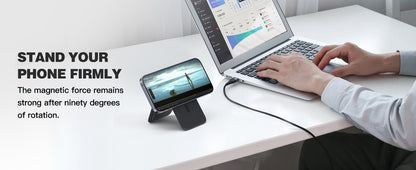 GITFOS Magnetic Wallet Phone Stand – MagSafe Compatible, Leather Card Holder, iPhone 14/15/16/17